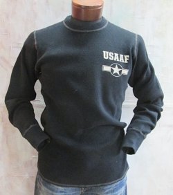 画像1: バズリクソンズ　 サーマルTシャツ　USAAF　ブラック