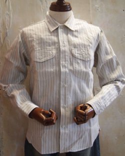 画像1: シュガーケーン　ヘリンボーンストライプ　ワークシャツ　