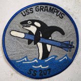 スコードロンパッチ　レーヨン刺繍　SS-207 GRAMPUS（エイジング仕上げ）