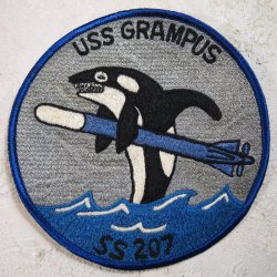 画像1: スコードロンパッチ　レーヨン刺繍　SS-207 GRAMPUS（エイジング仕上げ）