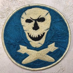 画像1: スコードロンパッチ　レーヨン刺繍　5AAF 90TH BOMB　ジョリーロジャース（エイジング仕上げ）