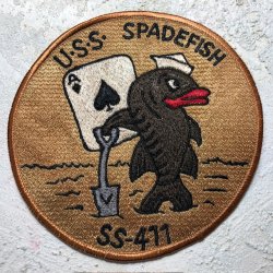 画像1: スコードロンパッチ　レーヨン刺繍　SS-411 SPADEFISH（エイジング仕上げ）