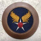 AAF・USAF　刺繍パッチ　レーヨン刺繍　馬革トリミング付き