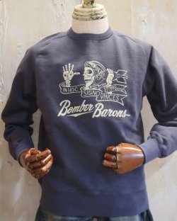 画像1: バズリクソンズ　スウェット　フリーダムスリーブ　BOMBER BARONS　ネイビー