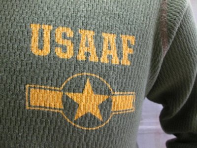 画像1: バズリクソンズ　 サーマルTシャツ　USAAF　オリーブ