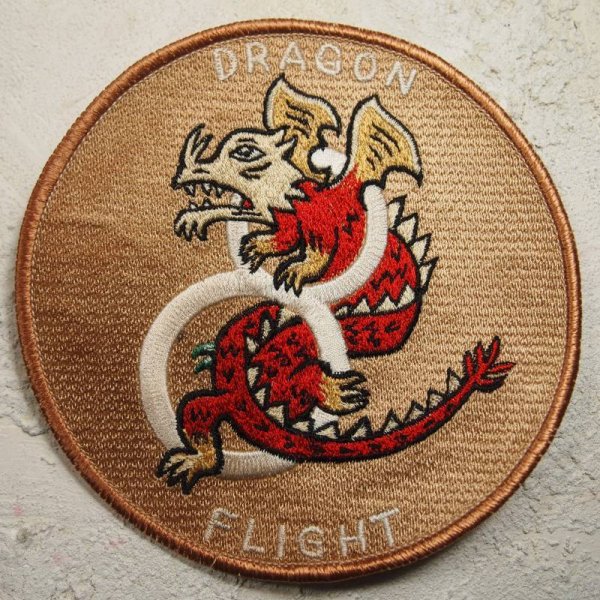 画像1: スコードロンパッチ　レーヨン刺繍　405TH　ドラゴンフライト（エイジング仕上げ） (1)