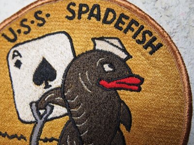 画像1: スコードロンパッチ　レーヨン刺繍　SS-411 SPADEFISH（エイジング仕上げ）