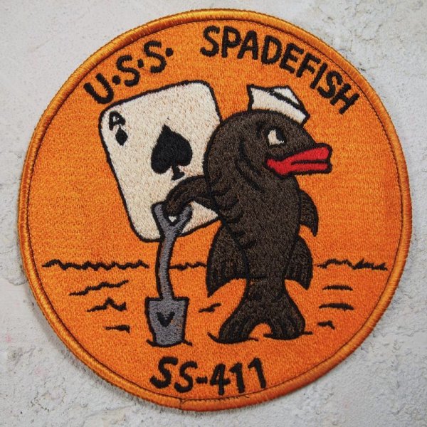 画像1: スコードロンパッチ　レーヨン刺繍　SS-411 SPADEFISH（エイジング仕上げ） (1)
