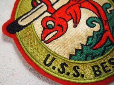画像1: スコードロンパッチ　レーヨン刺繍　USS BESUGO SS321（エイジング仕上げ）